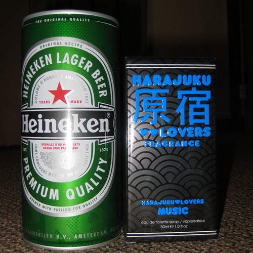 Heineken ultra big beer and Harajuku lovers music perfume