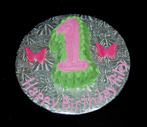 pinkand green 1 shaped smash cake