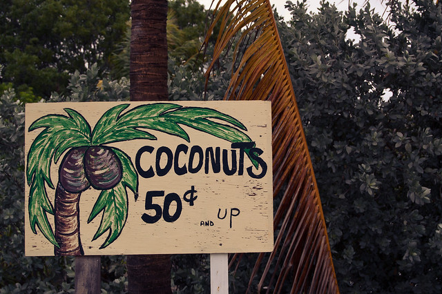 "Coconuts  50¢ and up"