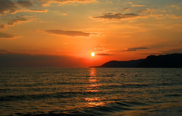 Spettacolare tramonto sul mare