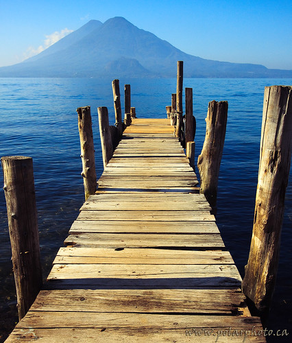 Lake Atitlan Dock and Dual Volcanos