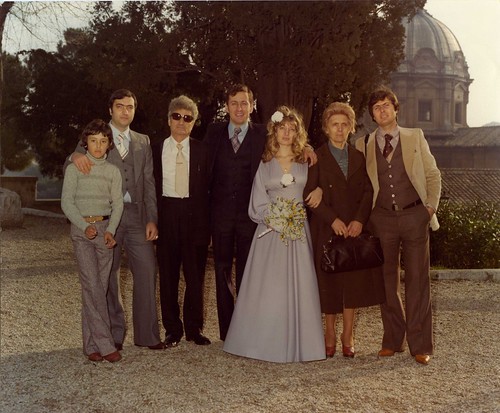 My parents on their wedding day, along with my moms family, in Rome. Notice my nonno never took off his shades.