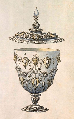007-Copa con tapa-Entwürfe für Prunkgefäße in Silber mit Gold-BSB Cod.icon.  199 -1560–1565- Erasmus Hornick