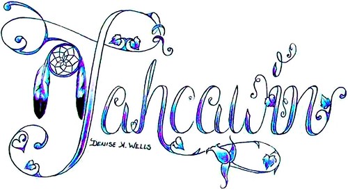 "Tahcawin" Tattoo design by Denise A. Wells. DesignTypeGeek Says: