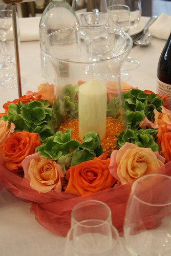 Orange Pink Wedding Table Centre share