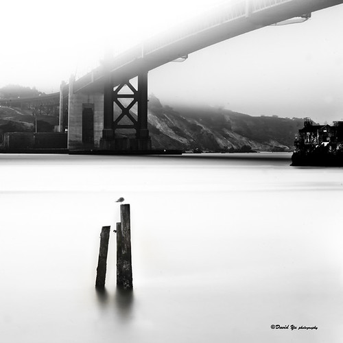 golden gate bridge black and white. Golden Gate Bridge black and white. 866 seconds exposure time
