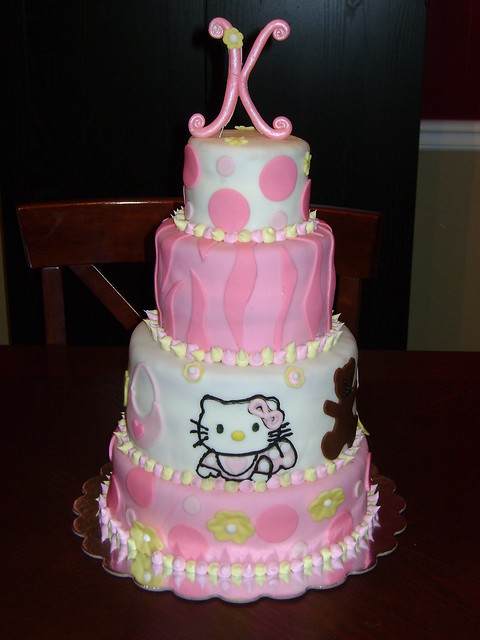 Hello Kitty Baby Shower Cake. 4 tier baby shower cake covered in fondant 