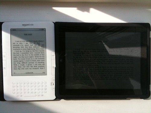 The Kindle is awesome in the sun. The iPad... Not so much.