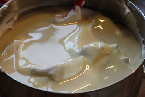 Whipped topping, sour cream, and condensed milk combined.