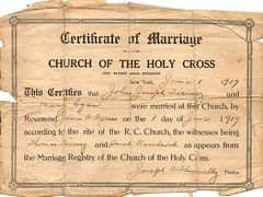 Mary Egan & John Tierney Marriage Certificate