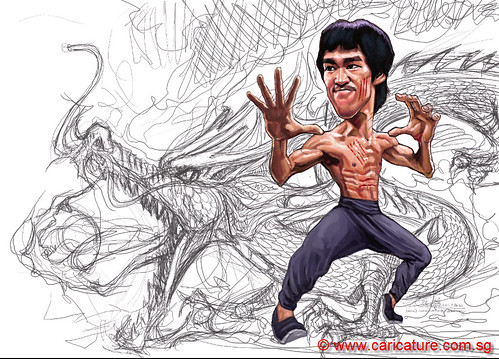 digital caricature of Bruce Lee - 6 small