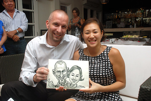 caricature live sketching for David & Christine wedding dinner - 21