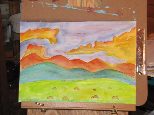 sunset painting, 7/21/10. watercolor