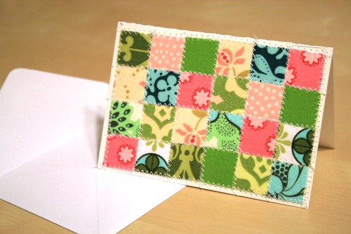 fabric covered thank you card