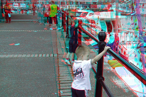 3D anaglyph picture red blue glasses to view photo a Fire escape