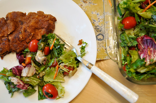 pork chops + salad