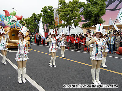 Cheery ladies leading the parade