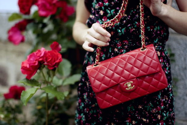 chanel red classic flap bag