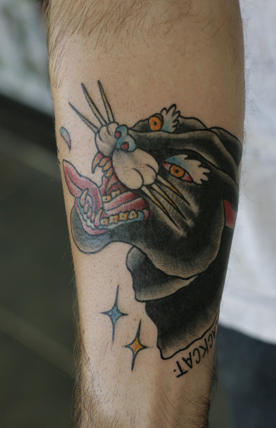 My buddy Nash came down from Athens and asked for a black cat tattoo.