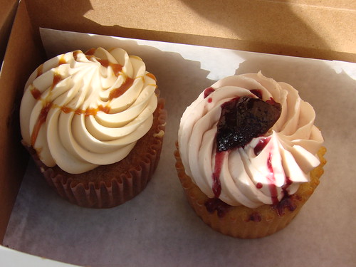 Robicellis Cherries Jubilee and Bananas Foster Cupcakes