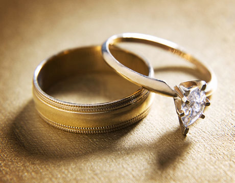 Wedding rings with diamonds and a simple model