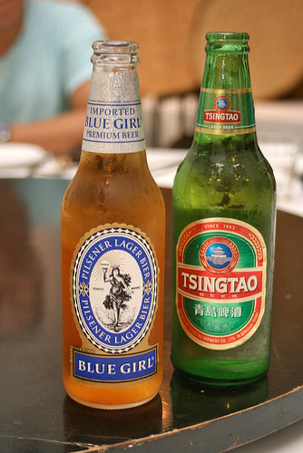 We were going for Tsingtao, but many changed over to the the Blue Girl instead, because it sounded more...risque