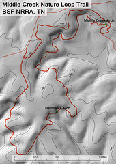 Map, Middle Creek Nature Loop Trail, BSF NRRA, Fentress Co, TN