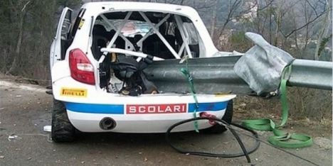 Robert Kubica's car after accident during Ronde di Andora Rally in Italy last weekend.