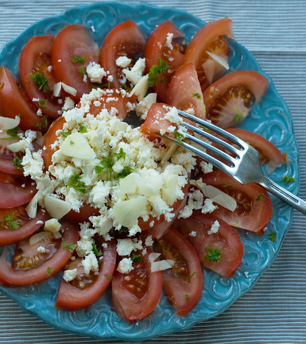Tomatoes, Feta, Parsley and Garlic Salad