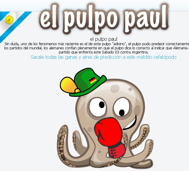 Página oficial del Pulpo Paul creada por Argentinos, la venganza es dulce