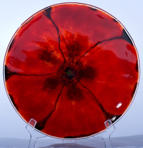 Fused Glass Poppy Bowl by Katherine Moore