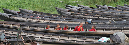 Floating Monks on Inle Lake