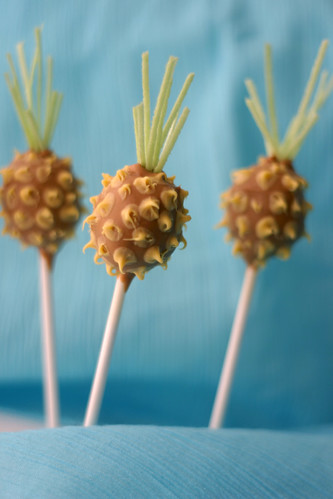 vertical pineapple cake pops