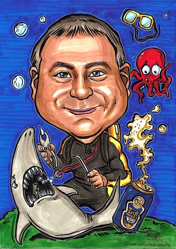 dentist caricature @ work underwater