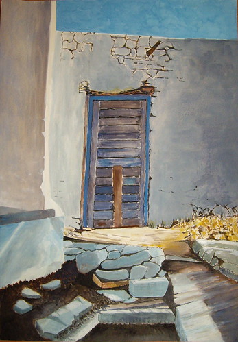 Old door on island of Leros, Greece