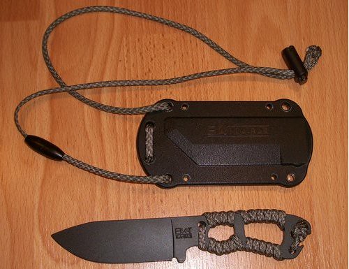 KA-BAR Becker Necker Neck Knife with 3-14 1095 Cro-Van Carbon Steel Blade