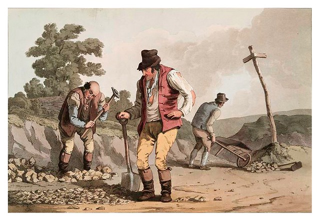 017-Empedrando el camino-The costume of Yorkshire...1814- George Walker