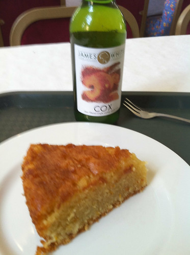 Yummy cake and one of a choice of 3 types of apple juice at Chelsea Physic Garden