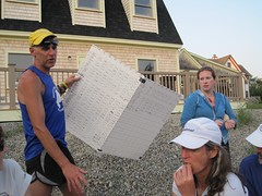 Gary giving out the finishers awards that had yet to be awarded during the lobster bake.