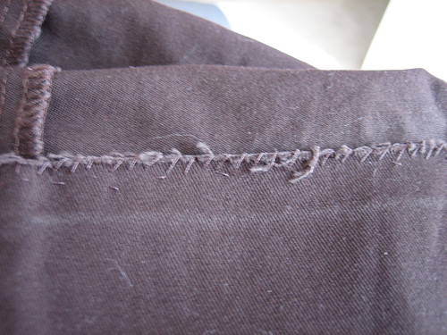 Brown pants overcast stitch