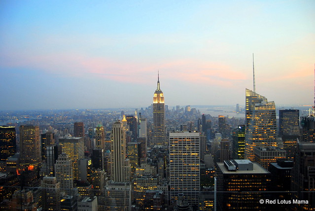View of NYC at dusk from Top of the Rock