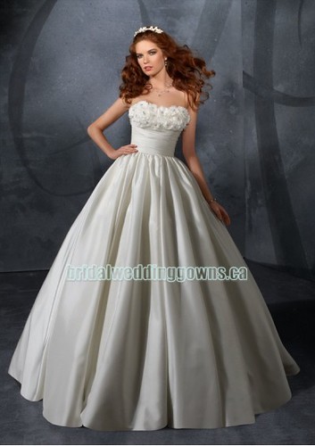 Taffeta strapless ball gown wedding gown