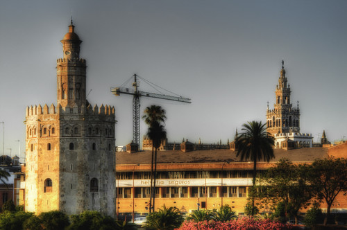 Seville. Torre del Oro & Giralda. Sevilla.