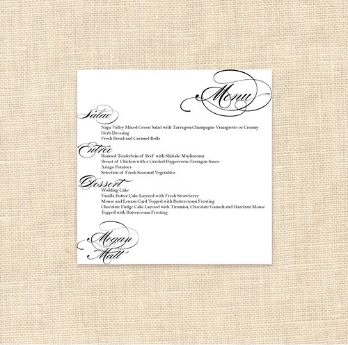 printable wedding menu