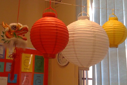 Chinese dragon and lanterns