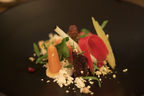 raw, cooked and pickled carrot salad, walnut cream &amp; shanklish