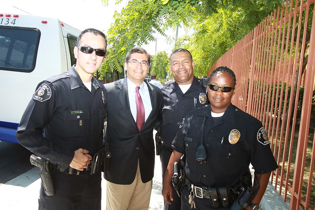 Becerra with LAUSD Police Officers
