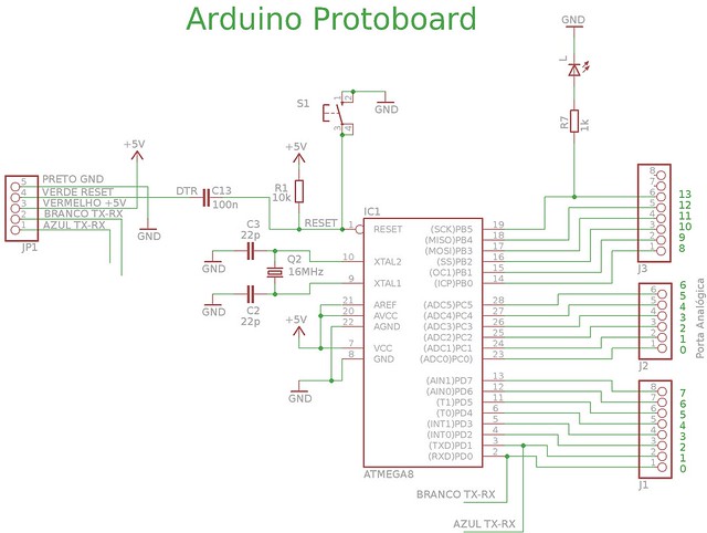 Arduino protoboard breadboard esquemático