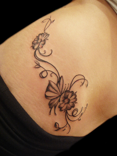  Butterfly and Flower pattern tattoo 